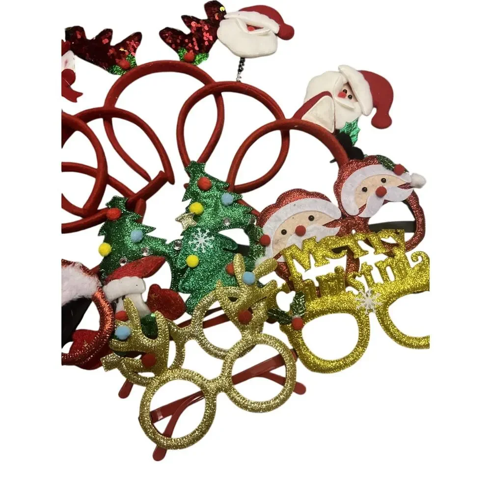 Lot 12 pcs Christmas 6 Headbands & 6 Novelty Glasses New